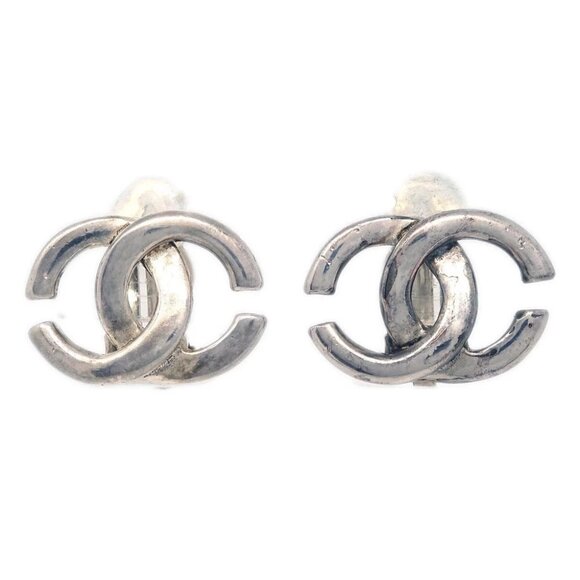 Chanel CC Earrings Clip-On Silver 01A 175592 - Picture 1 of 4